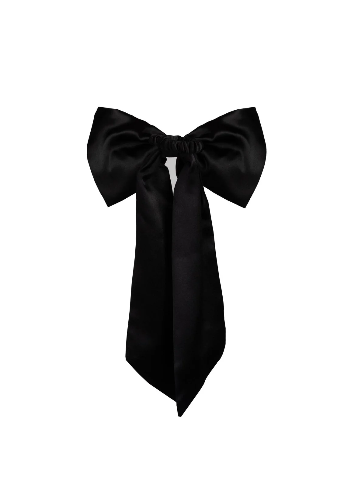 A large black hair bow.