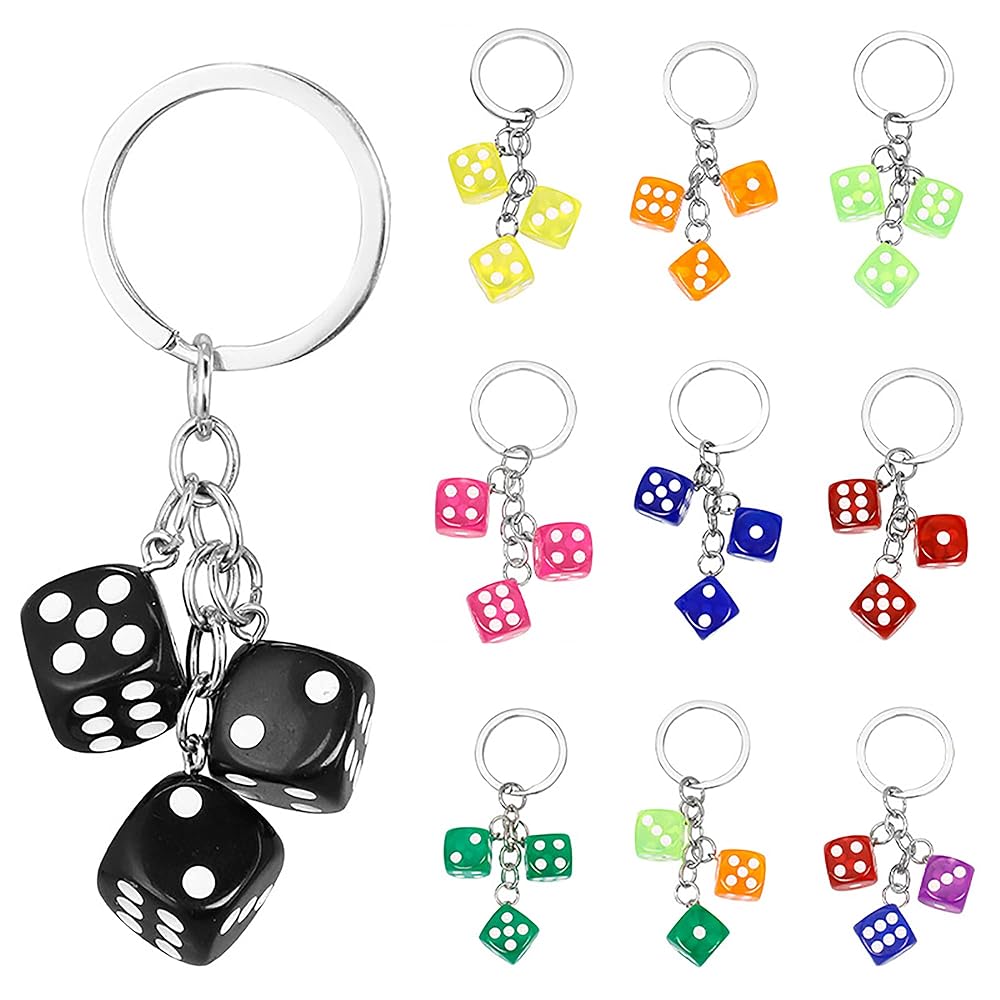 A dice keychain.